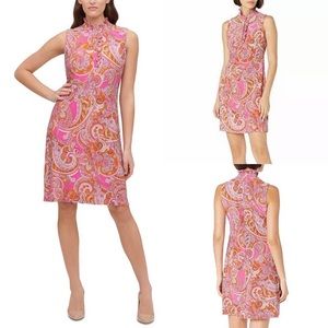Tommy Hilfiger A-line Sleeveless Pink/Orange Paisley Casual Dress